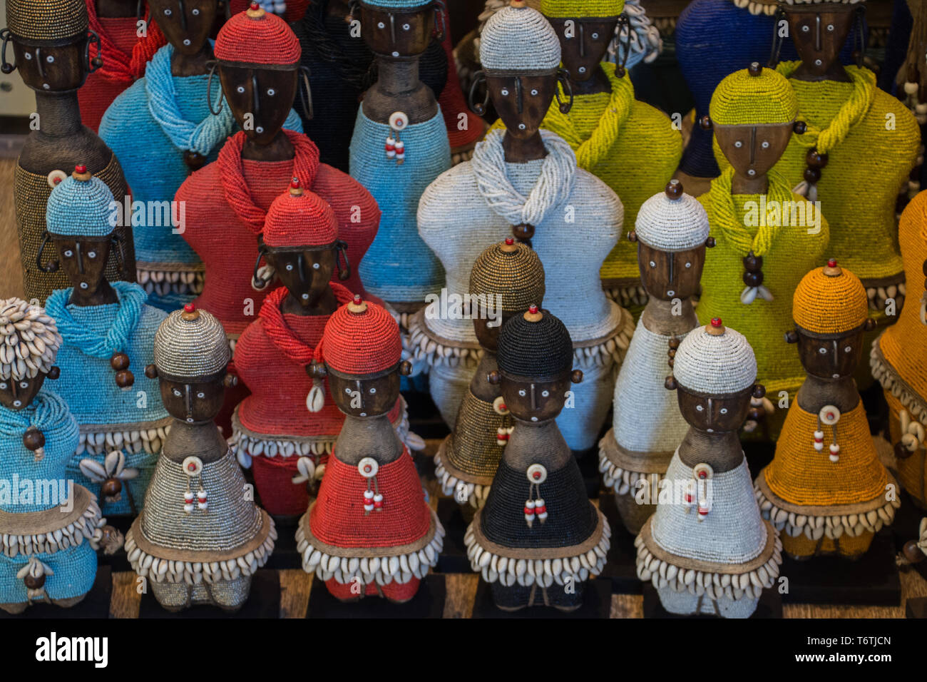 Afrikanische Puppen, V&A Waterfront, Kapstadt, Südafrika, 2018. Stockfoto