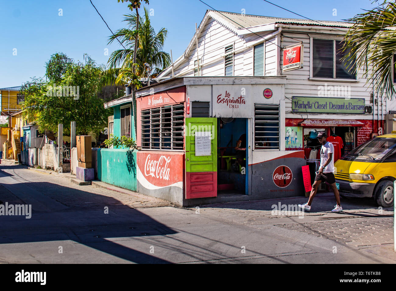 Deli Restaurant in San Pedro, Ambergris Cay. Stockfoto