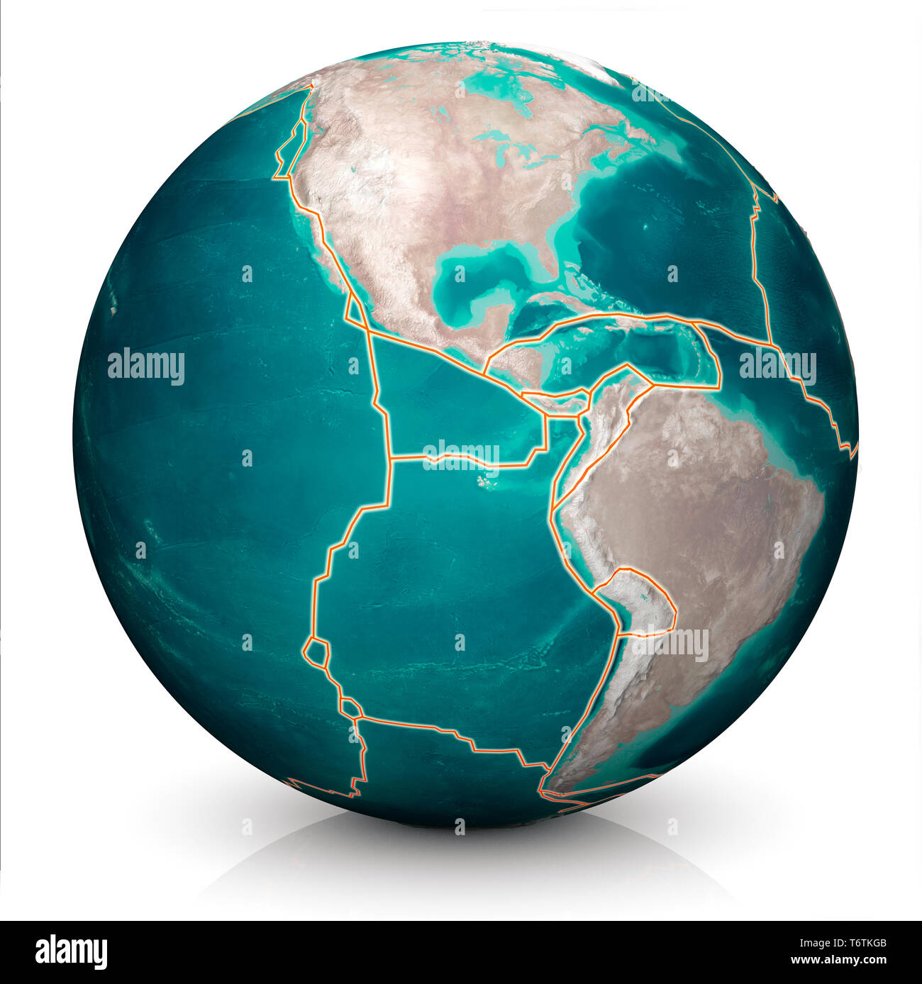Tektonische Platten bewegen sich ständig, neue Bereiche der Meeresboden, Gebäude, Berge, Erdbeben und Vulkane zu schaffen. Karte. Stockfoto
