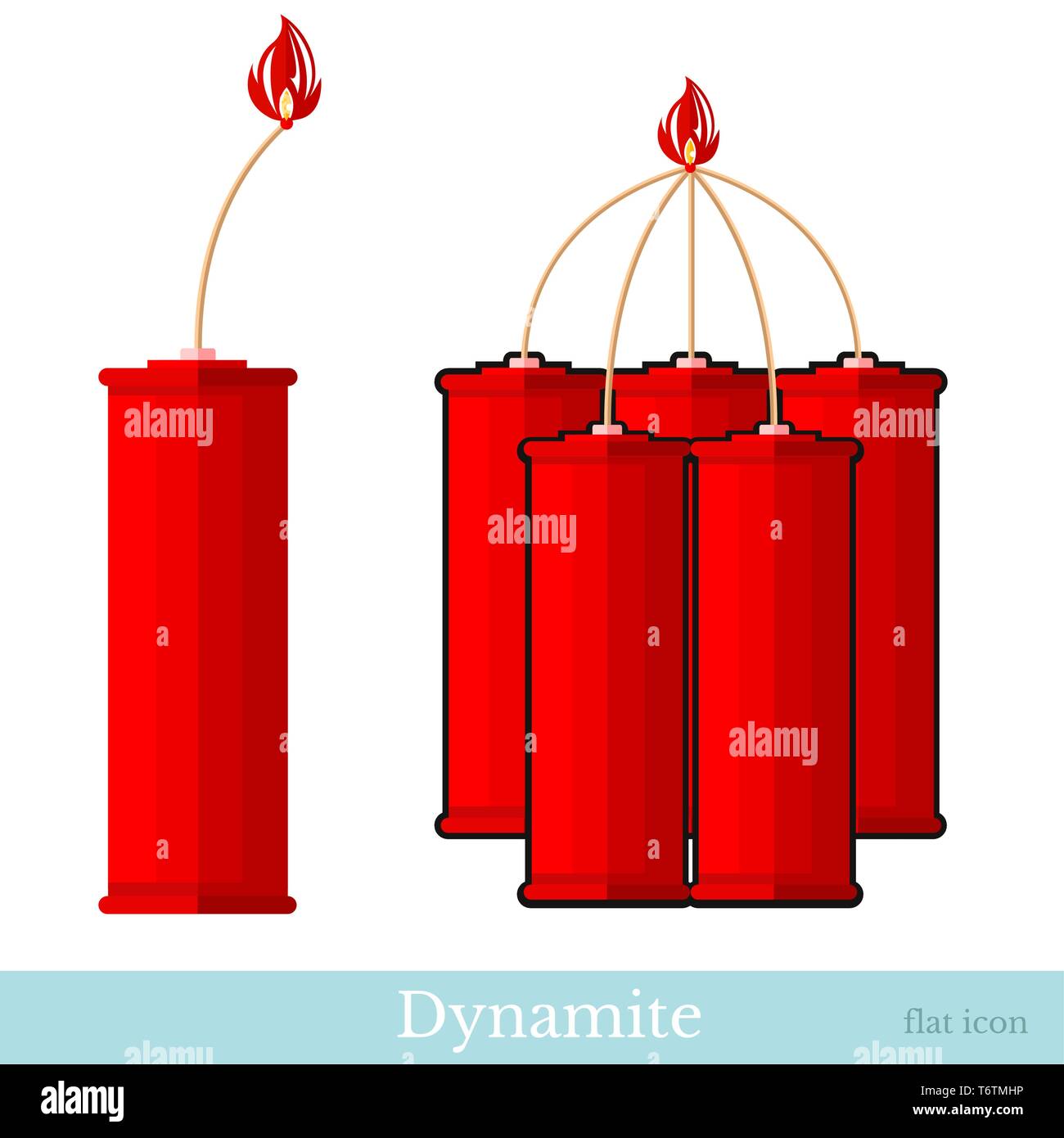 Flache Symbol dyinamite und Bündel Dynamite Sticks isoliert ob weiß Stock Vektor