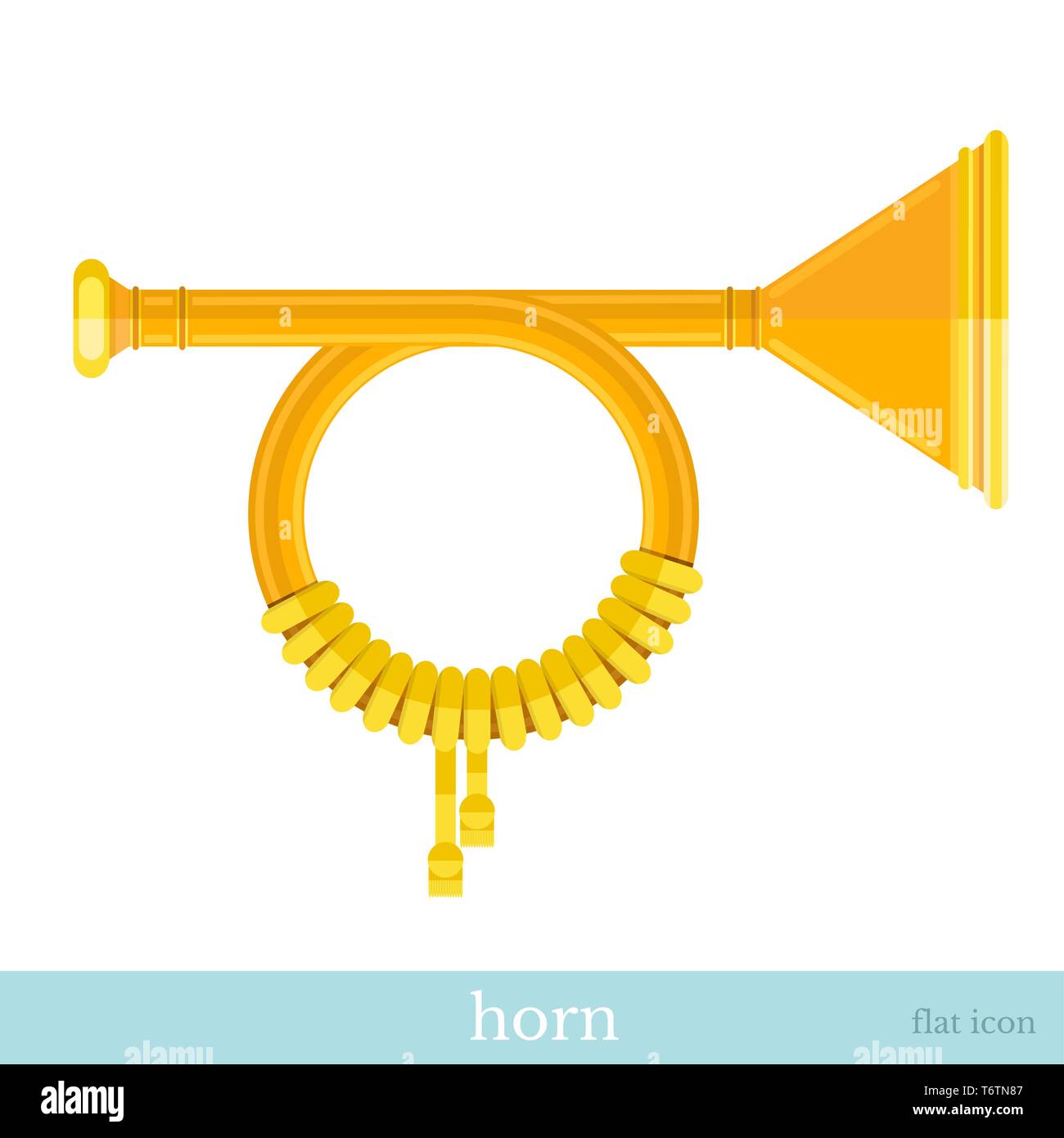 Gold Horn flachbild Symbol auf weißem Stock Vektor