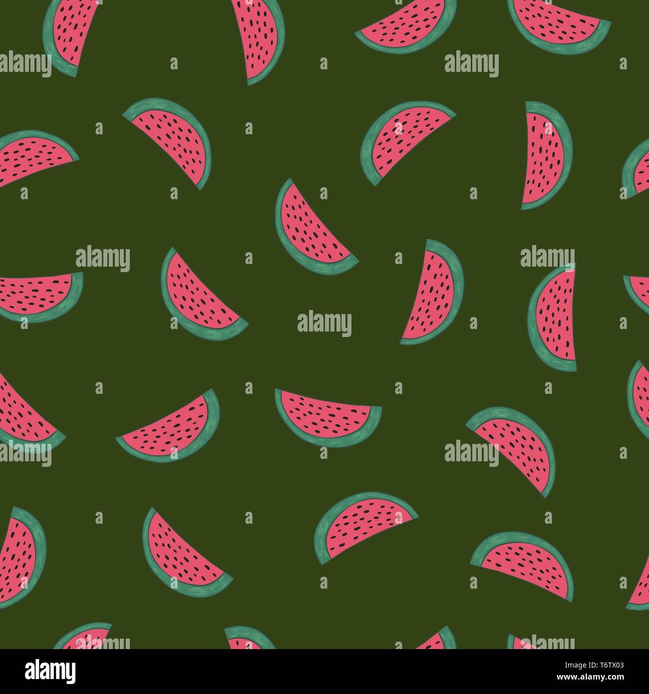 Vektor nahtlose Muster mit Obst Beeren Wassermelone auf grünem Hintergrund für Druck und Textilien Stock Vektor