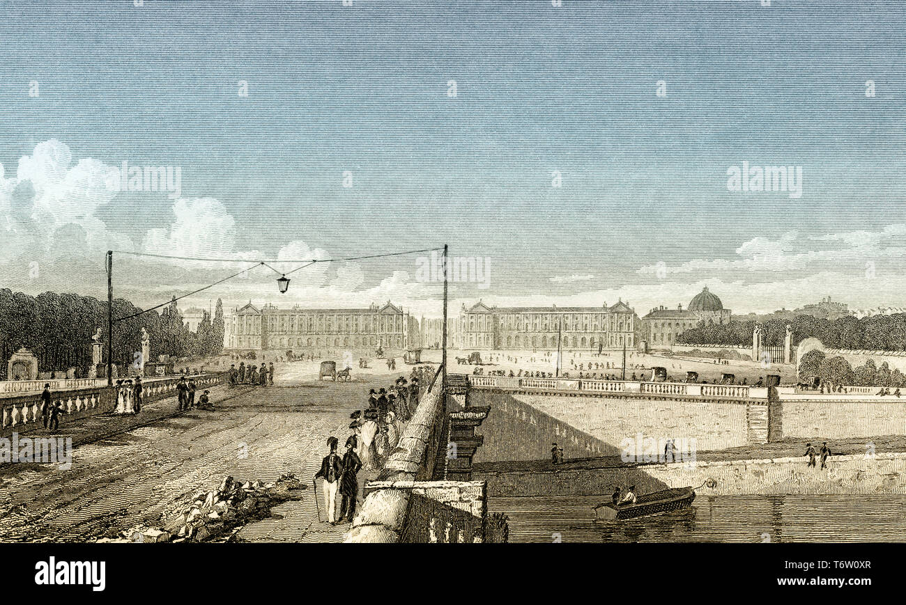 Die Place de la Concorde, Paris, antiken Stahl Gravierte drucken, 1831 Stockfoto