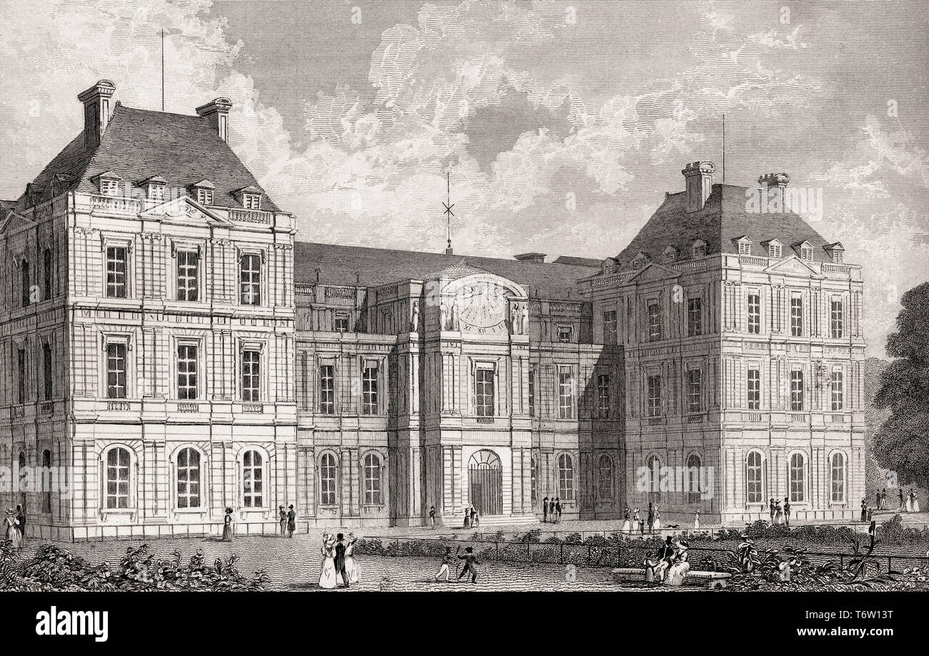 Die luxemburgische Palace, Paris, antiken Stahl Gravierte drucken, 1831 Stockfoto