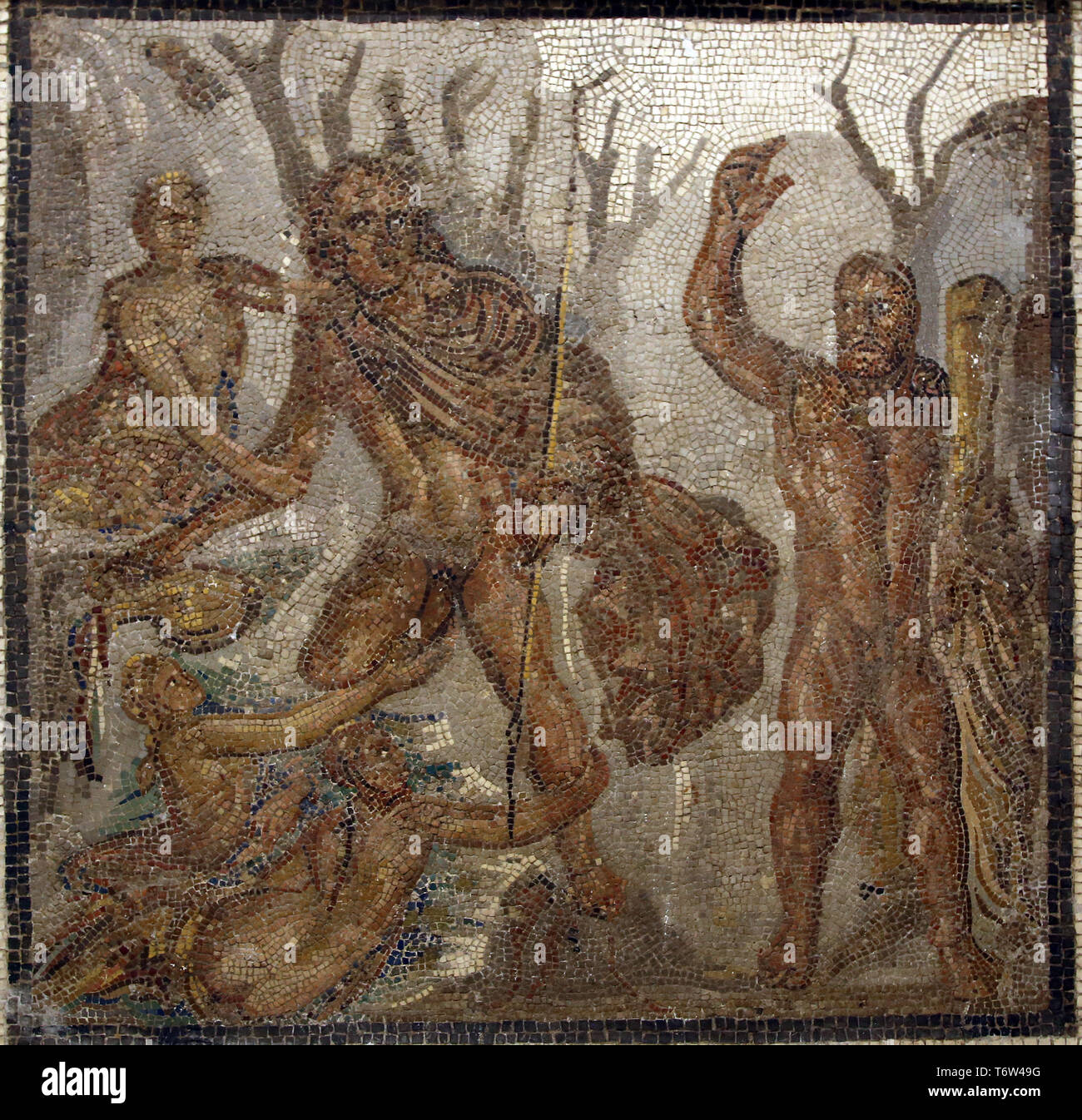 Entführung von Hylas. Römische Mosaik. 2. Jahrhundert. Italica, Andalusien, Spanien. Das archäologische Museum von Sevilla. Spanien. Stockfoto