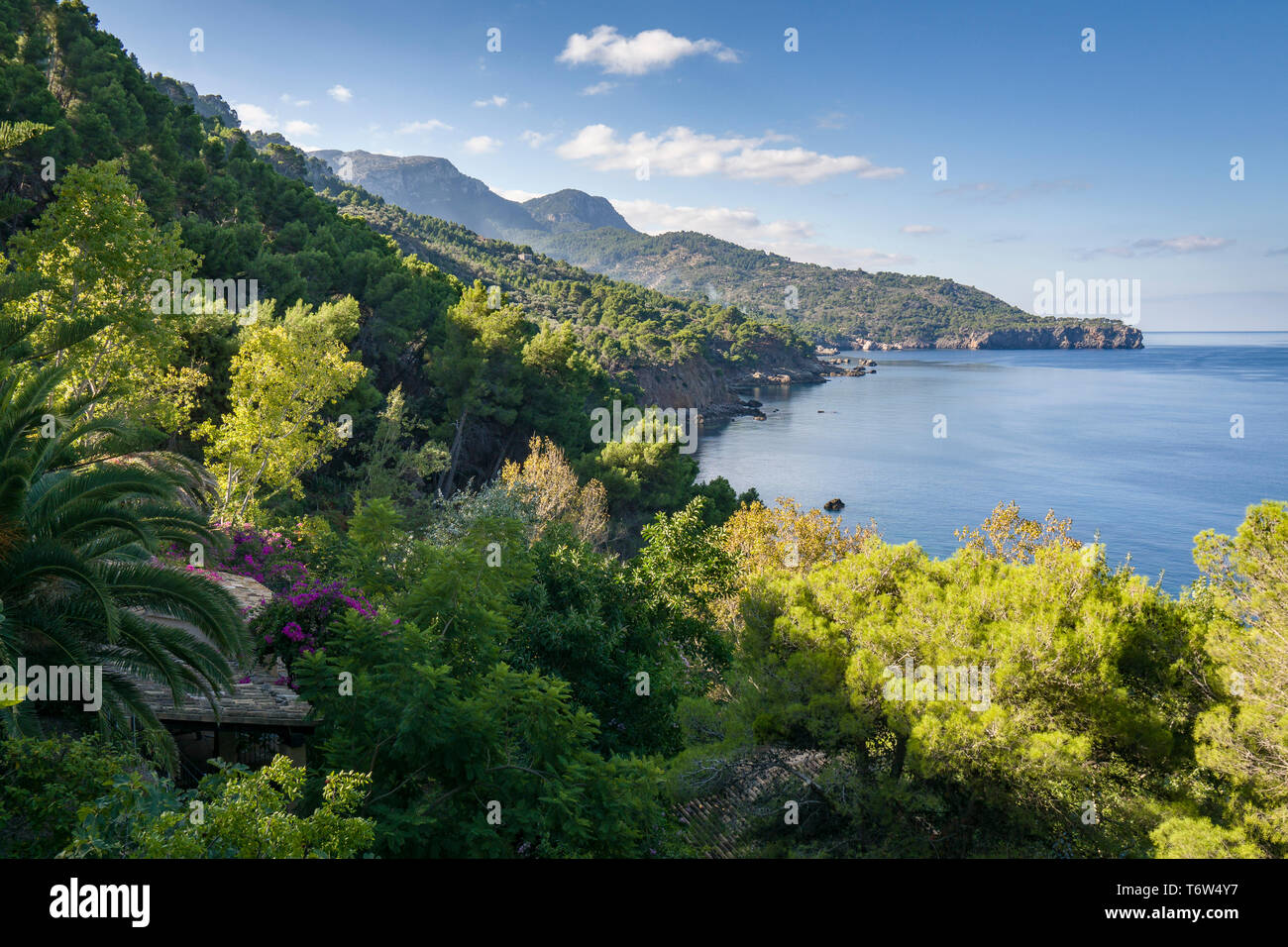 Auf dem GR 221. Die lange Distanz Weg über die Serra de Tramuntana, genannt auch Trockenmauern Route, die in West-Mallorca, Spanien Stockfoto