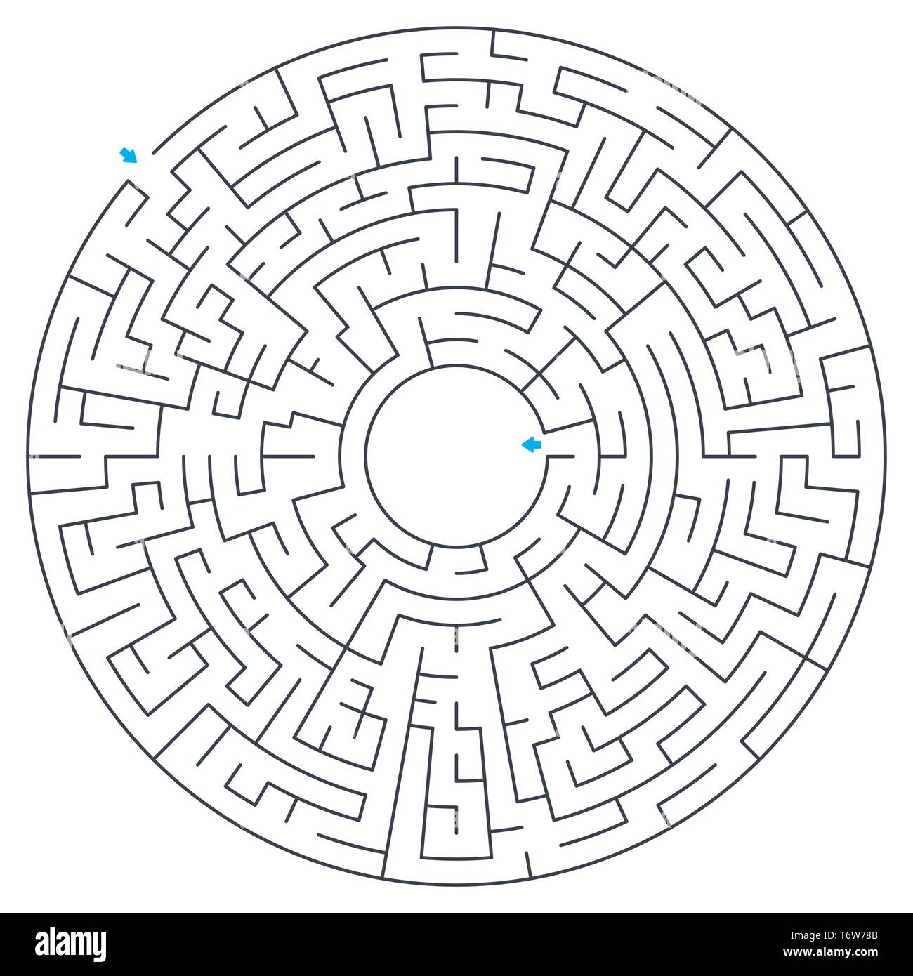 Irrgarten, Labyrinth, Vector Illustration. Runde, kreisförmigen Labyrinth. Hochwertige Vektor. Stock Vektor