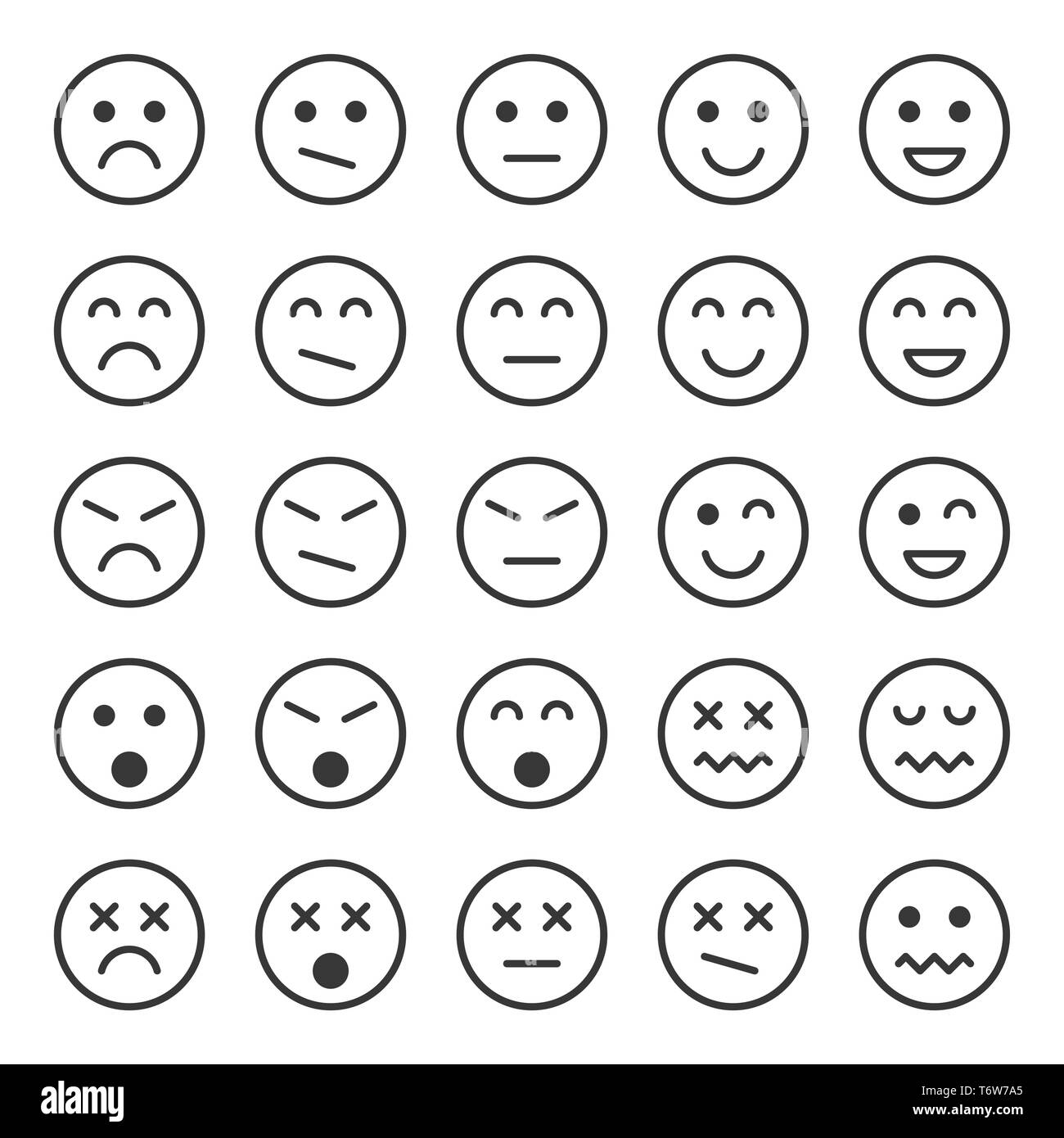 Einfache emotion Icons in trendigen Flat Style auf weißem Hintergrund. Stock Vektor