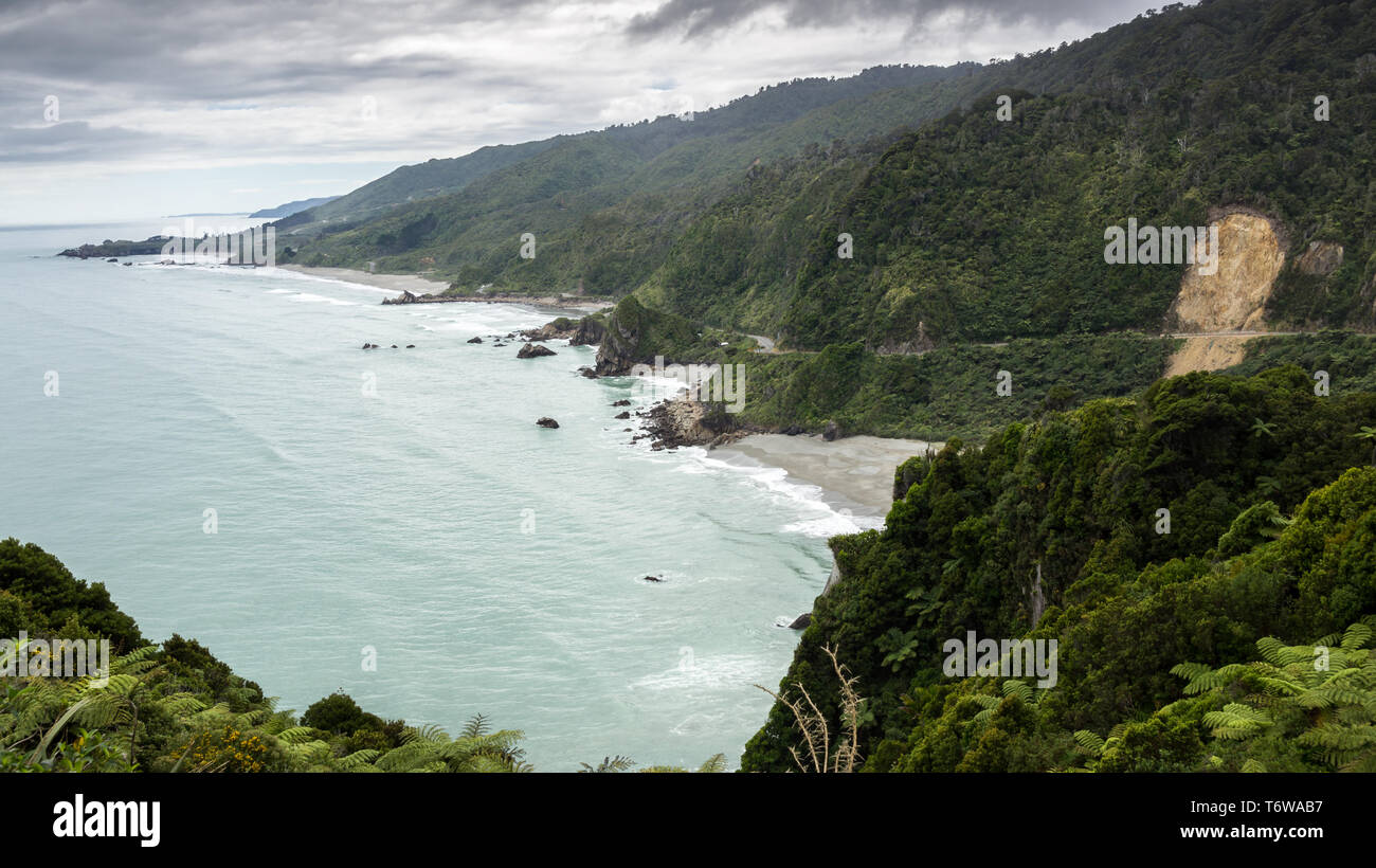 Ein Blick auf die Westküste von Neuseeland Stockfoto