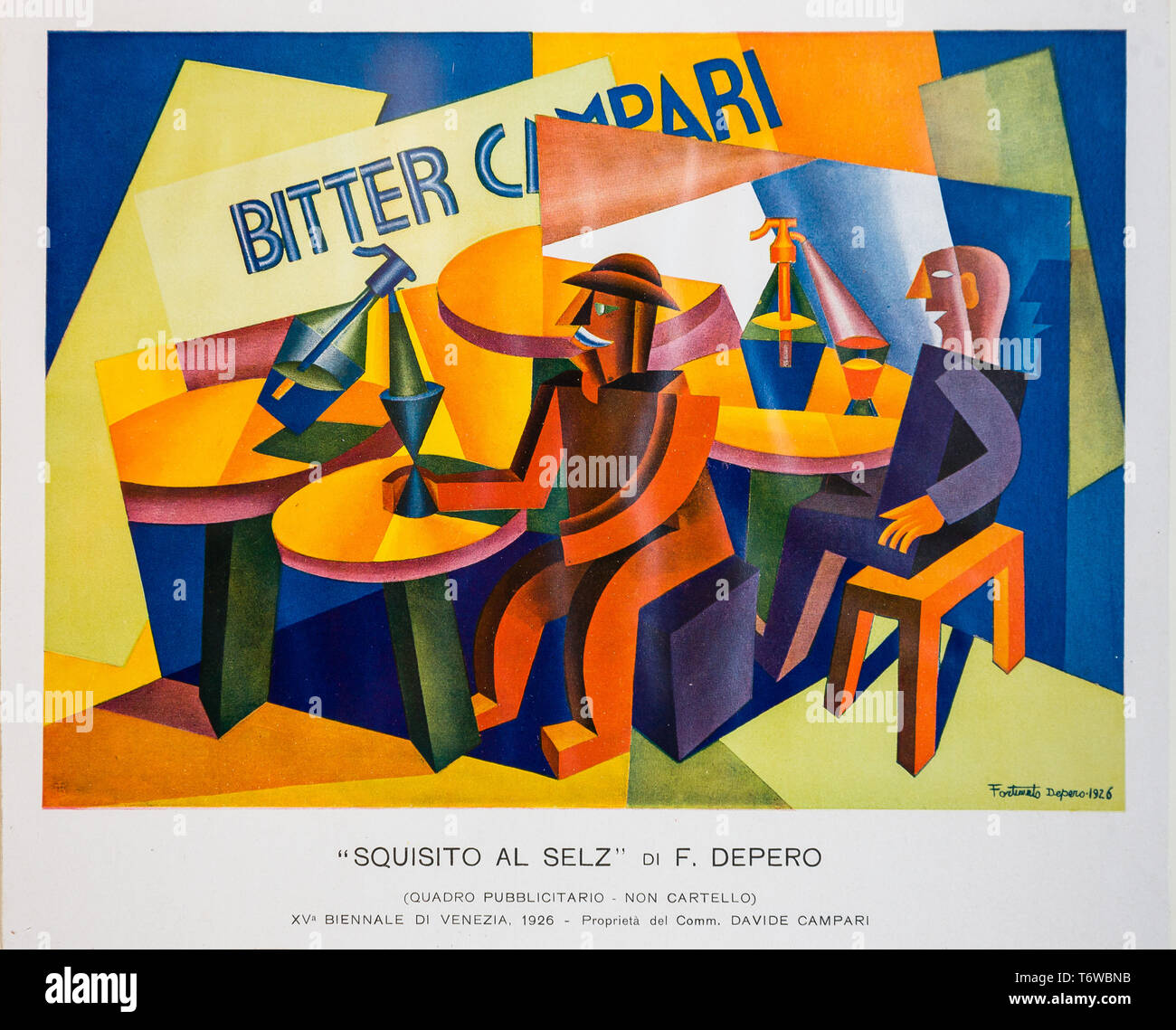 Rovereto, Casa Depero: Quadro pubblicitario quisito al Selz' per il Bitter Campari, di Fortunato Depero, 1926. [ENG] Rovereto, Casa Depero: advert Stockfoto