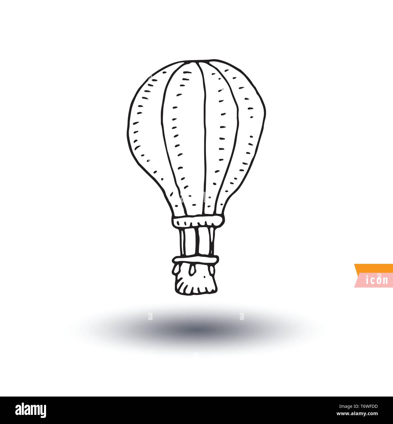 Steampunk Vintage Hot Air Balloon, hand Vector Illustration gezeichnet. Stock Vektor