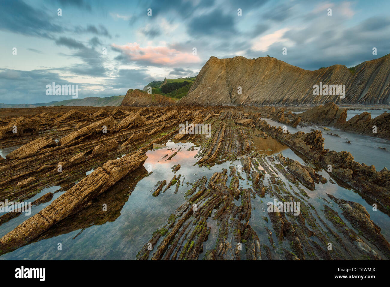 Sakoneta Strand, geopark an Deba in Gipuzkoa, Spanien Stockfoto