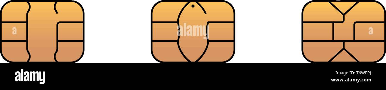 EMV-gold Chip Symbol für Bank Kunststoff-Debit- oder Kreditkarte. Vektor symbol Abbildung Stock Vektor