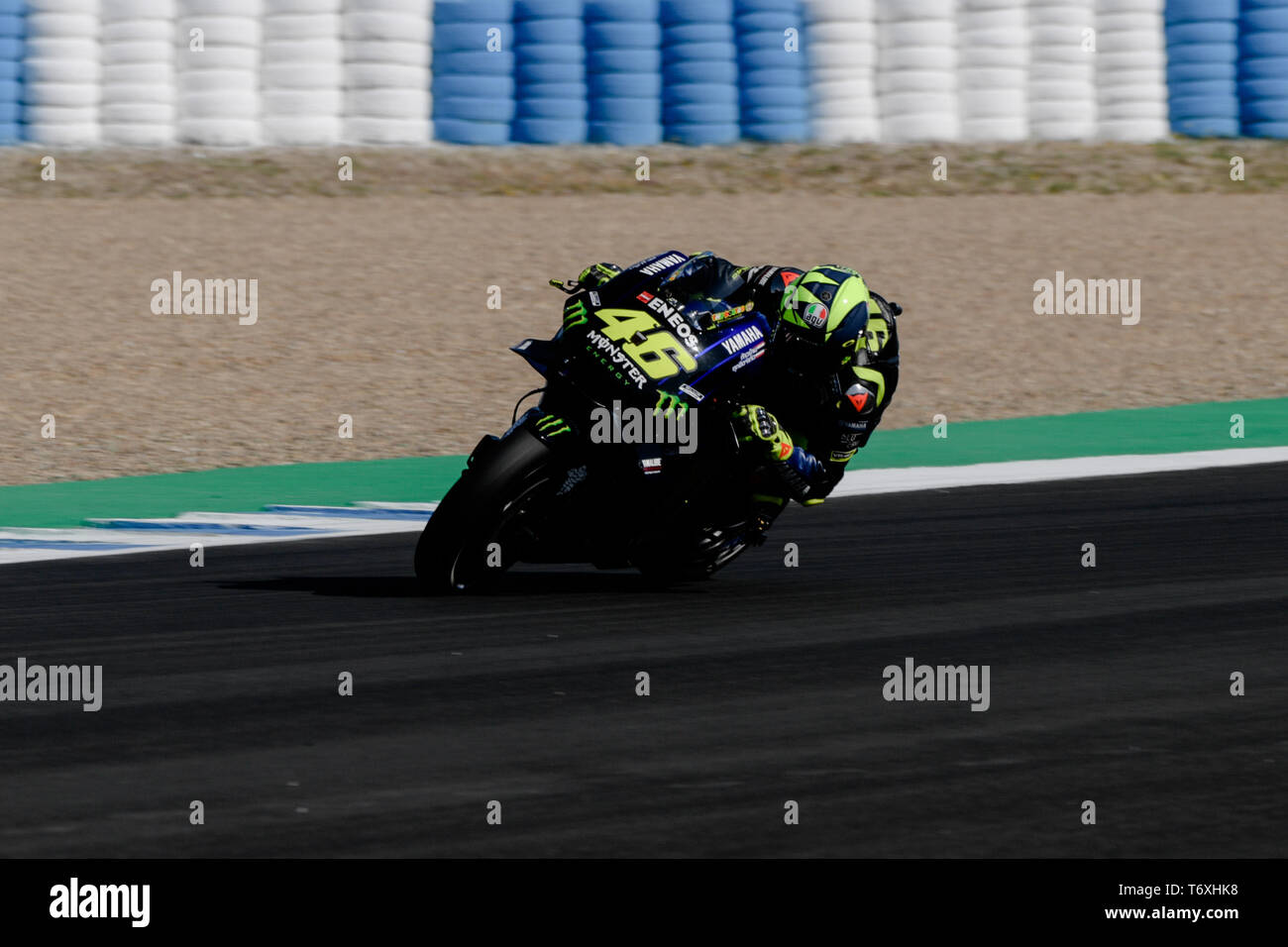 Jerez, Spanien. 3. Mai 2019. MotoGP von Spanien, Freie Praxis; Valentino Rossi (Monster Energy Yamaha Moto) freien Trainingssitzungen Credit: Aktion Plus Sport Bilder/Alamy leben Nachrichten Stockfoto