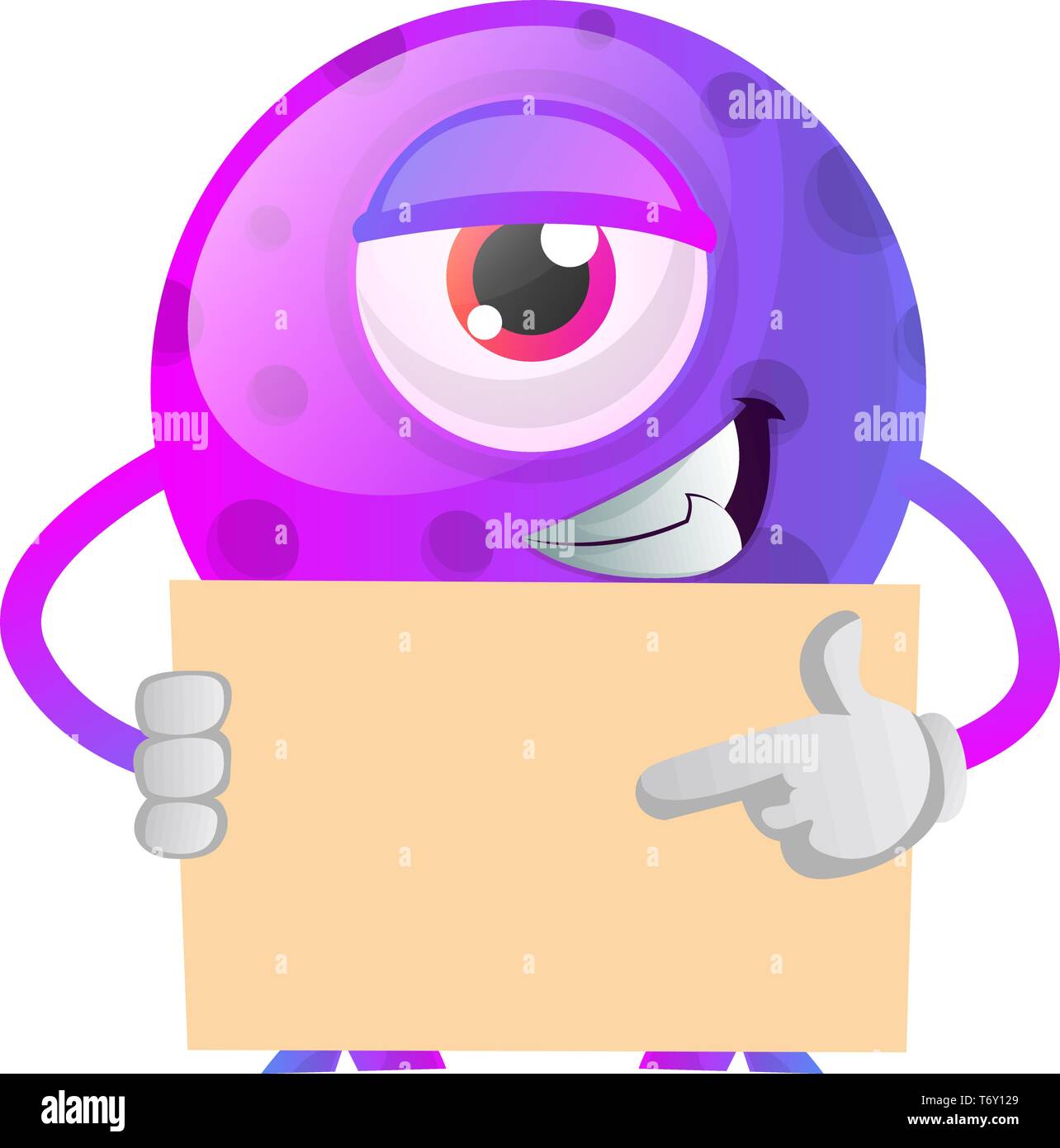 One Eyed Monster etwas zeigen auf einem Papier Illustration Vektor auf weißem Hintergrund Stock Vektor