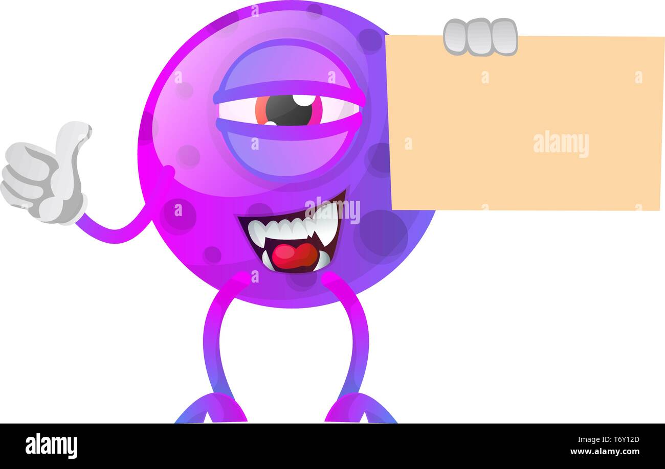 Monster hält ein Papier und Daumen hoch, Illustration Vektor auf weißem Hintergrund Stock Vektor