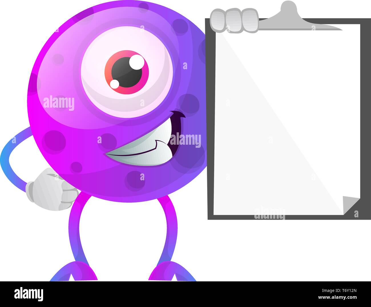 Lächelnd One Eyed Monster mit einem notepad Illustration Vektor auf weißem Hintergrund Stock Vektor