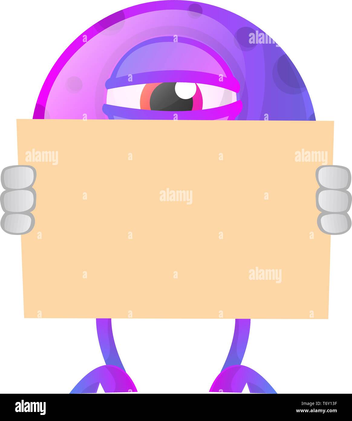 Ein gemusterte porple Monster hinter Papier Illustration Vektor auf weißem Hintergrund Stock Vektor