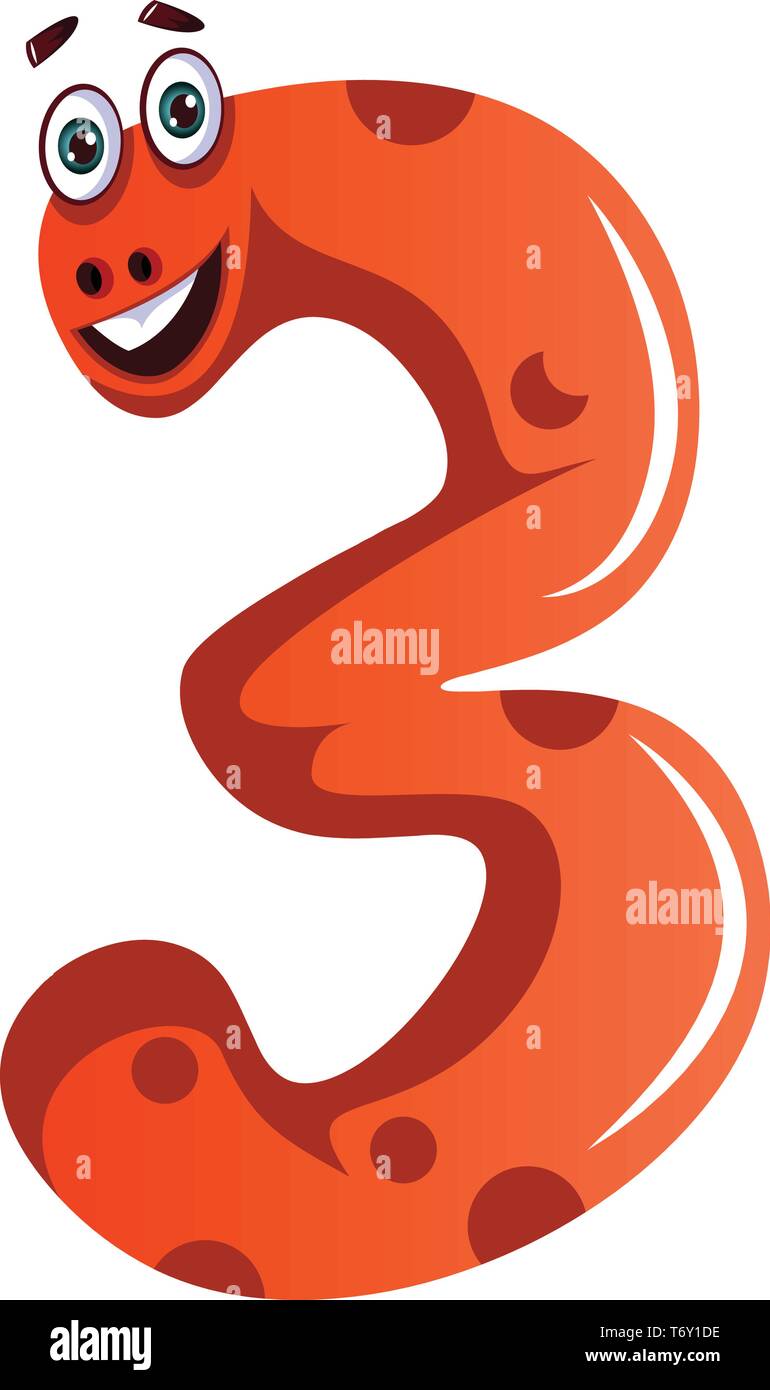 Orange Monster in Nummer drei Form illustration Vektor auf weißem Hintergrund Stock Vektor