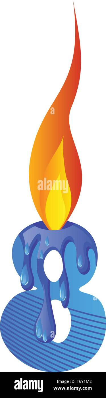 Die blaue Nummer acht brennende Illustration Vektor auf weißem Hintergrund Stock Vektor