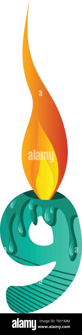 Grüne Nummer neun Brennen illustration Vektor auf weißem Hintergrund Stock Vektor