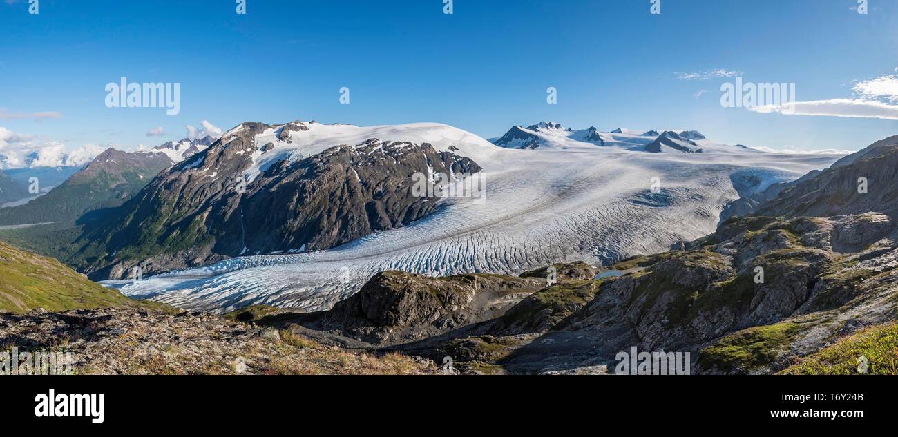 Ausfahrt Glacier und Harding Icefield, Kenai Fjords National Park, Alaska, USA Stockfoto