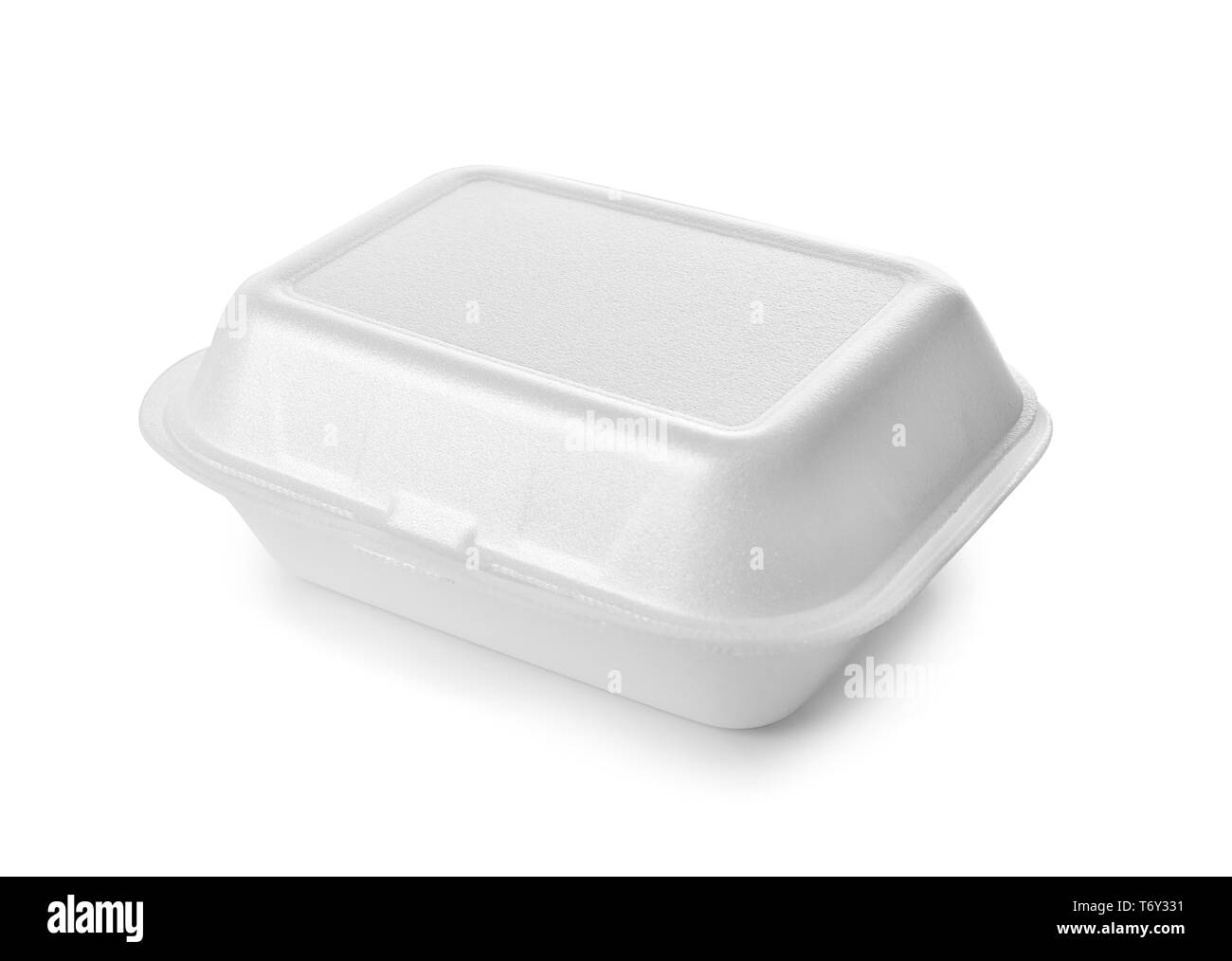 Behälter mit Deckel auf weißen Hintergrund. Food Delivery Service Stockfoto