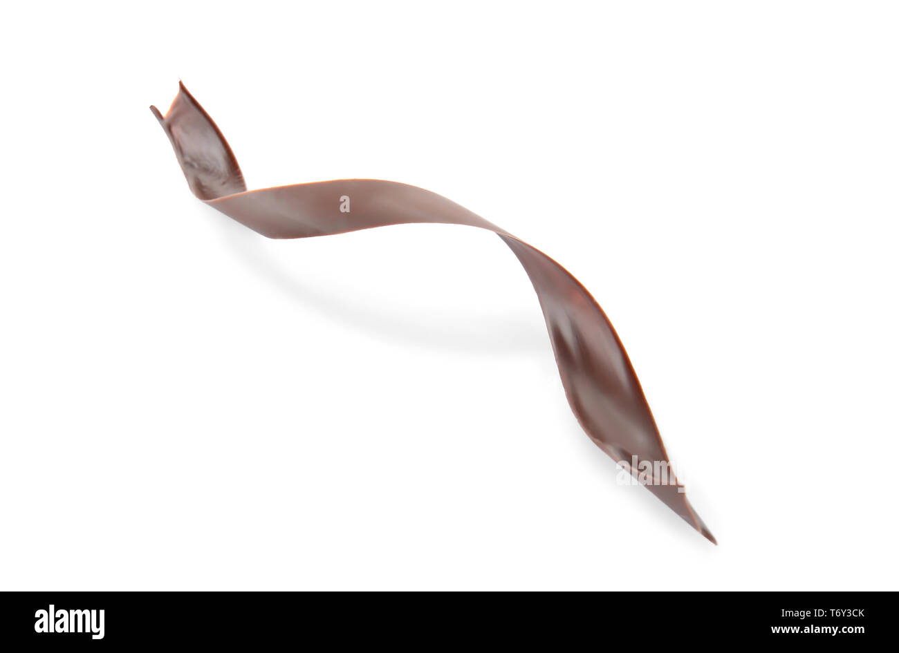 Leckere Schokolade rasieren auf weißem Hintergrund Stockfoto