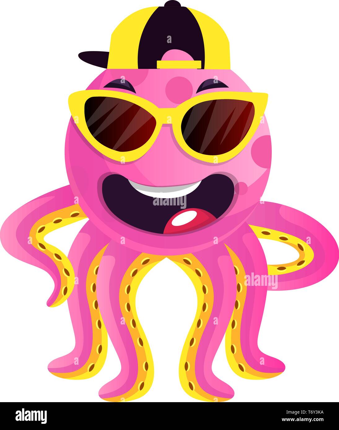Octopus mit Sonnenbrille und Hut illustration Vektor auf weißem Hintergrund Stock Vektor