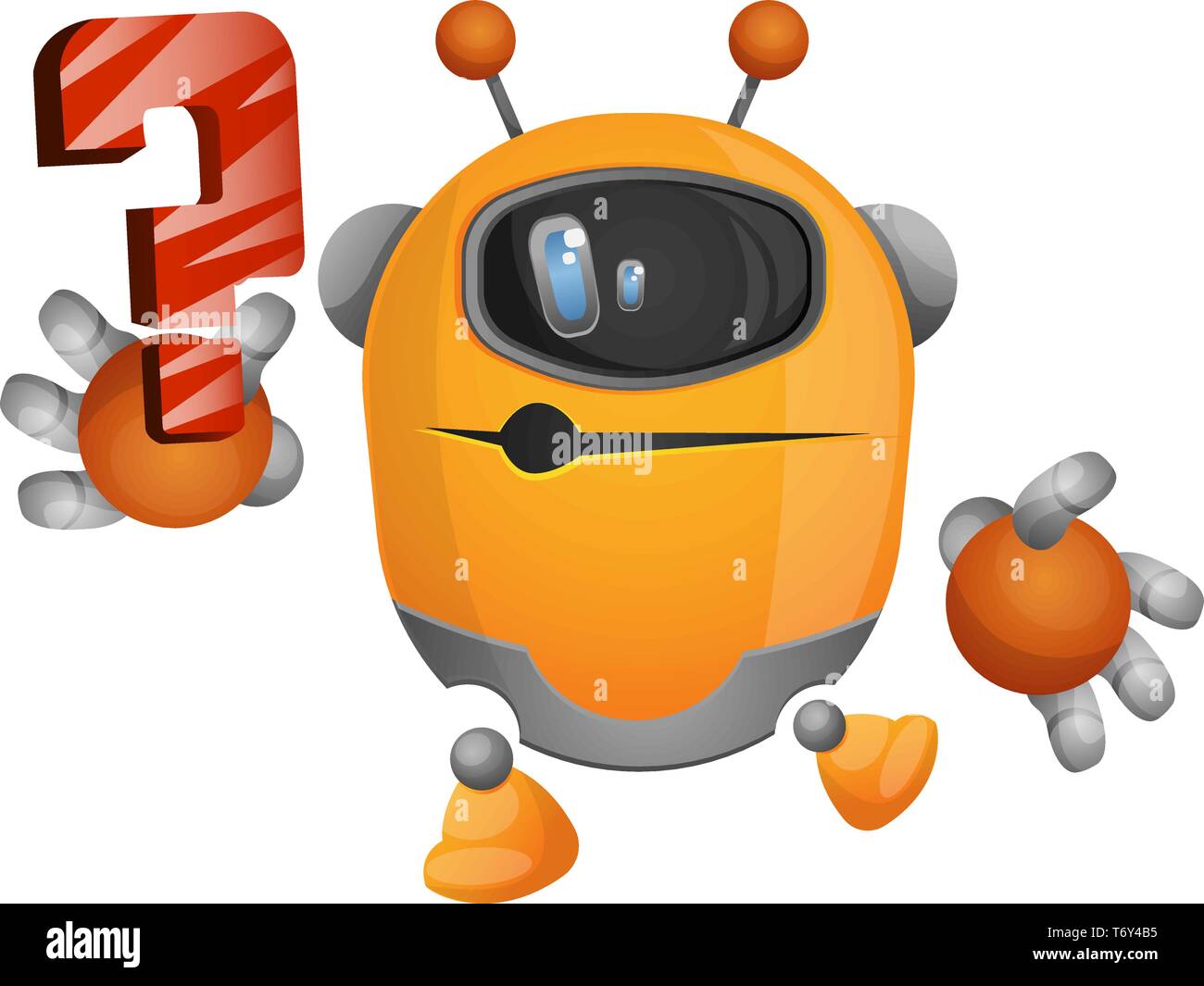 Cyborg Holding eine Frage Zeichen illustration Vektor auf weißem Hintergrund Stock Vektor