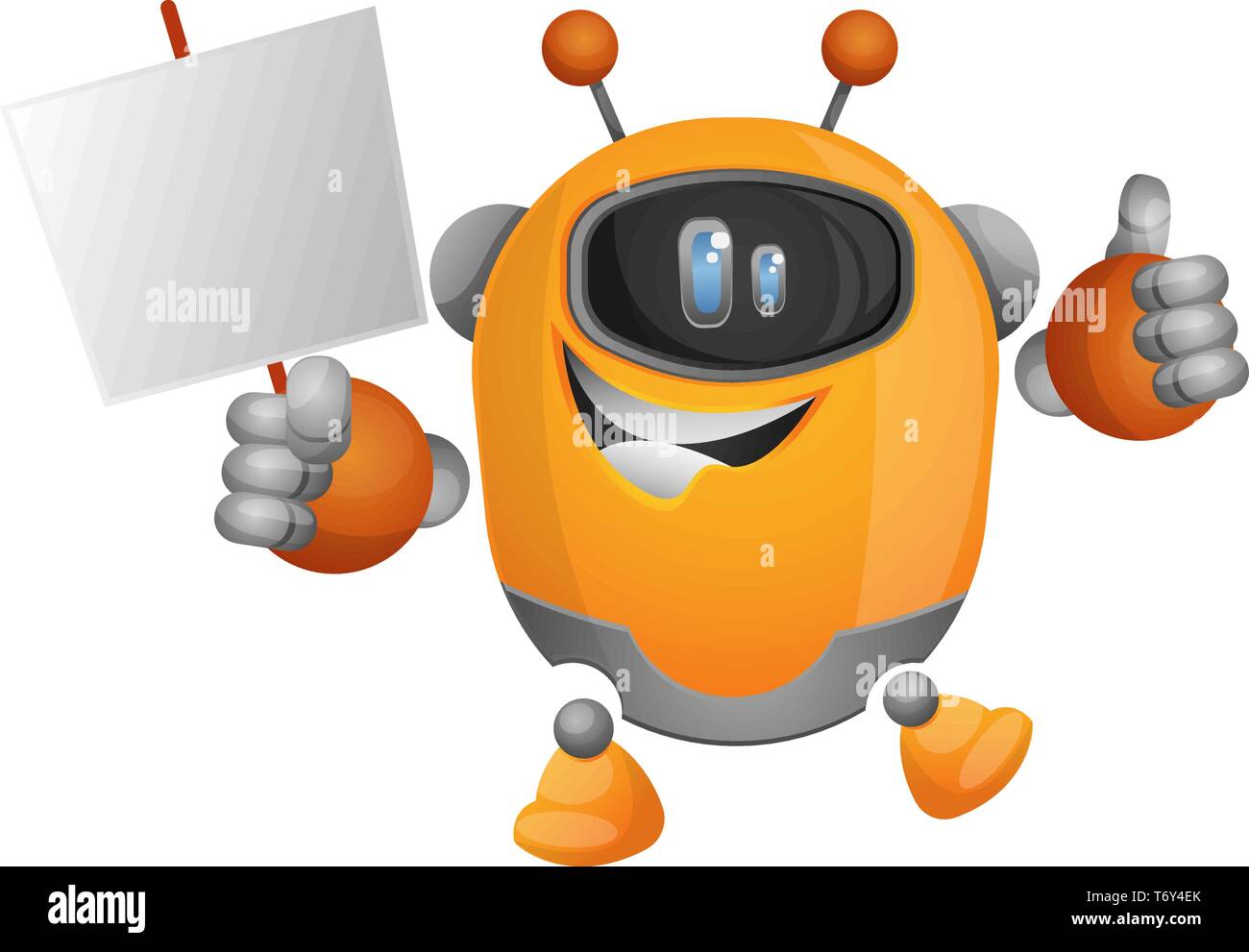 Cartoon Roboter halten Sie den Karton illustration Vektor auf weißem Hintergrund Stock Vektor