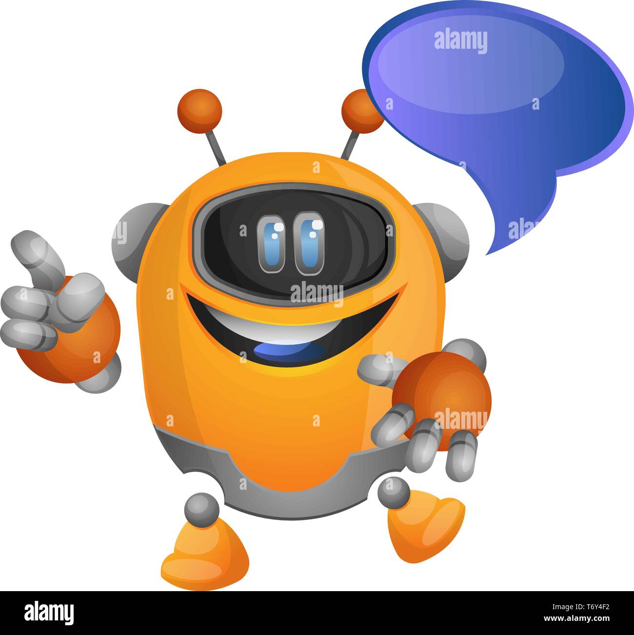 Die niedlichen orangen Roboter mit einem Textfeld illustration Vektor auf weißem Hintergrund Stock Vektor