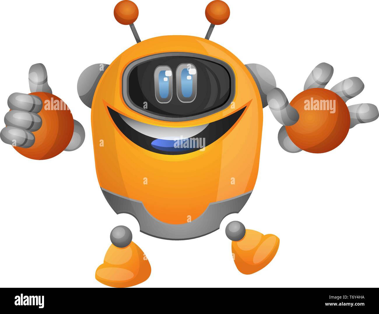 Orange cartoon Roboter mit Tumb bis Illustration Vektor auf weißem Hintergrund Stock Vektor