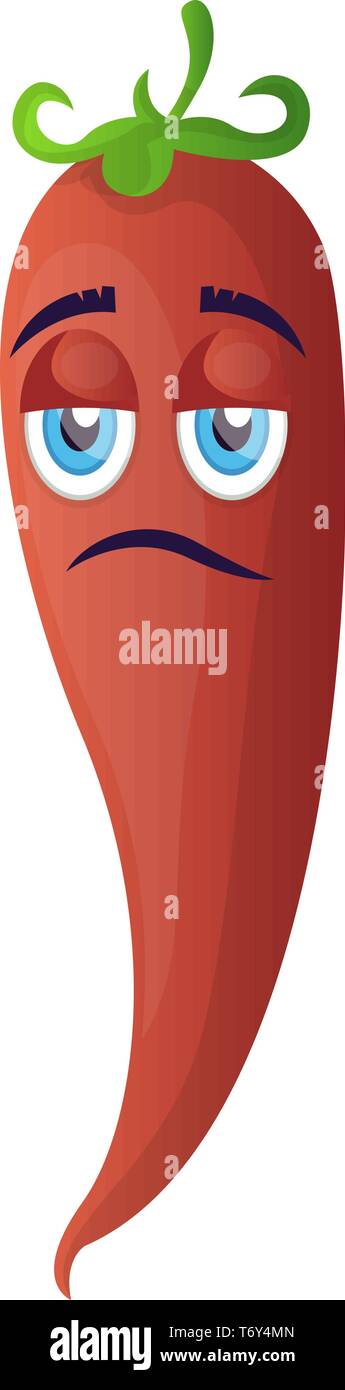 Traurige Karikatur chili Illustration Vektor auf weißem Hintergrund Stock Vektor