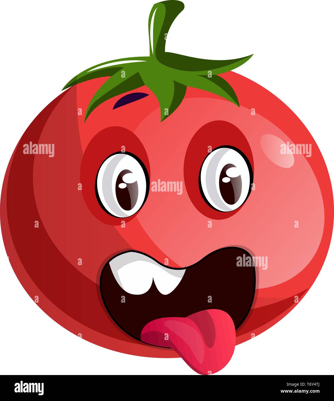 Rote Tomate seine Zunge heraus Illustration Vektor auf weißem Hintergrund Stock Vektor