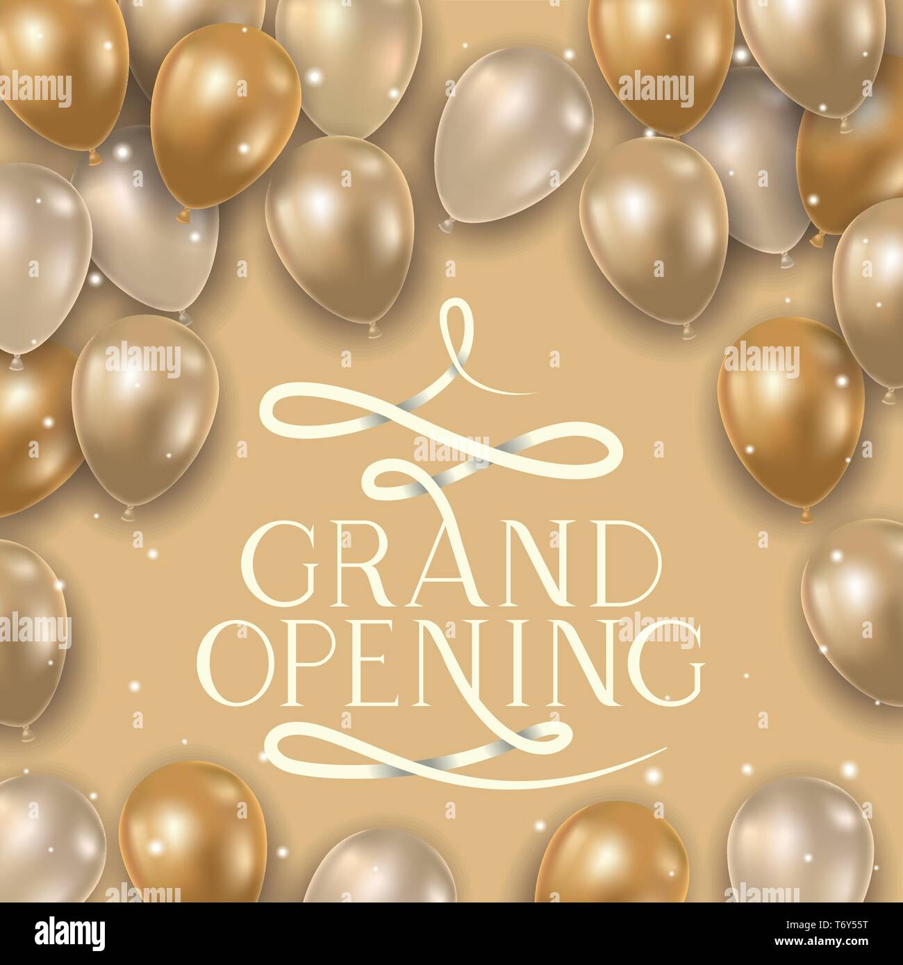 Grand opening Nachricht und Ballons Helium Stock Vektor