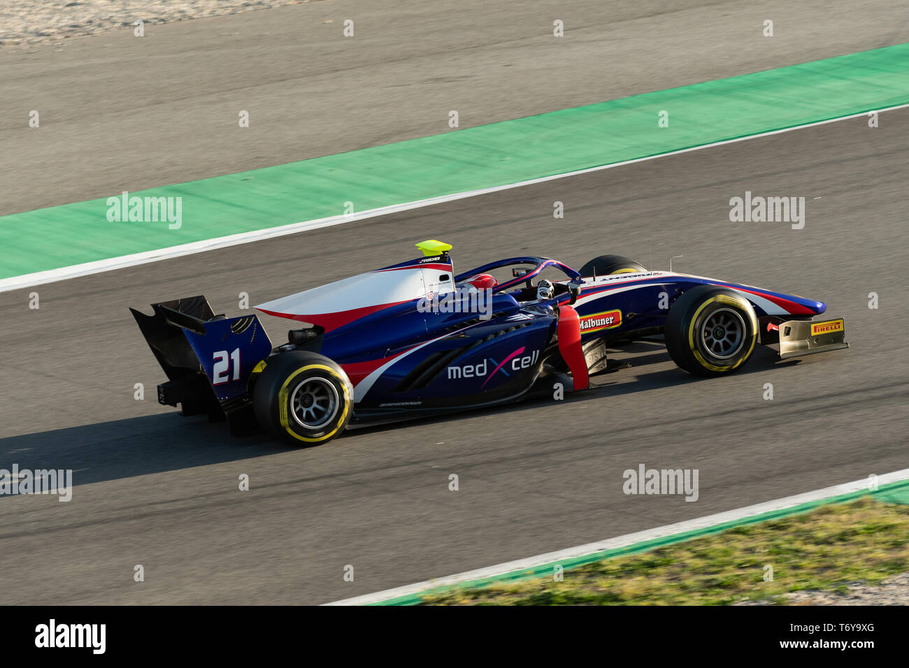 Barcelona, Spanien, 5. März, 2019 - Ralph Boschung aus der Schweiz mit 21 Trident Racing - auf Spur während der Tag 1 der FIA F2 vor Saisonbeginn Test bei Circui Stockfoto