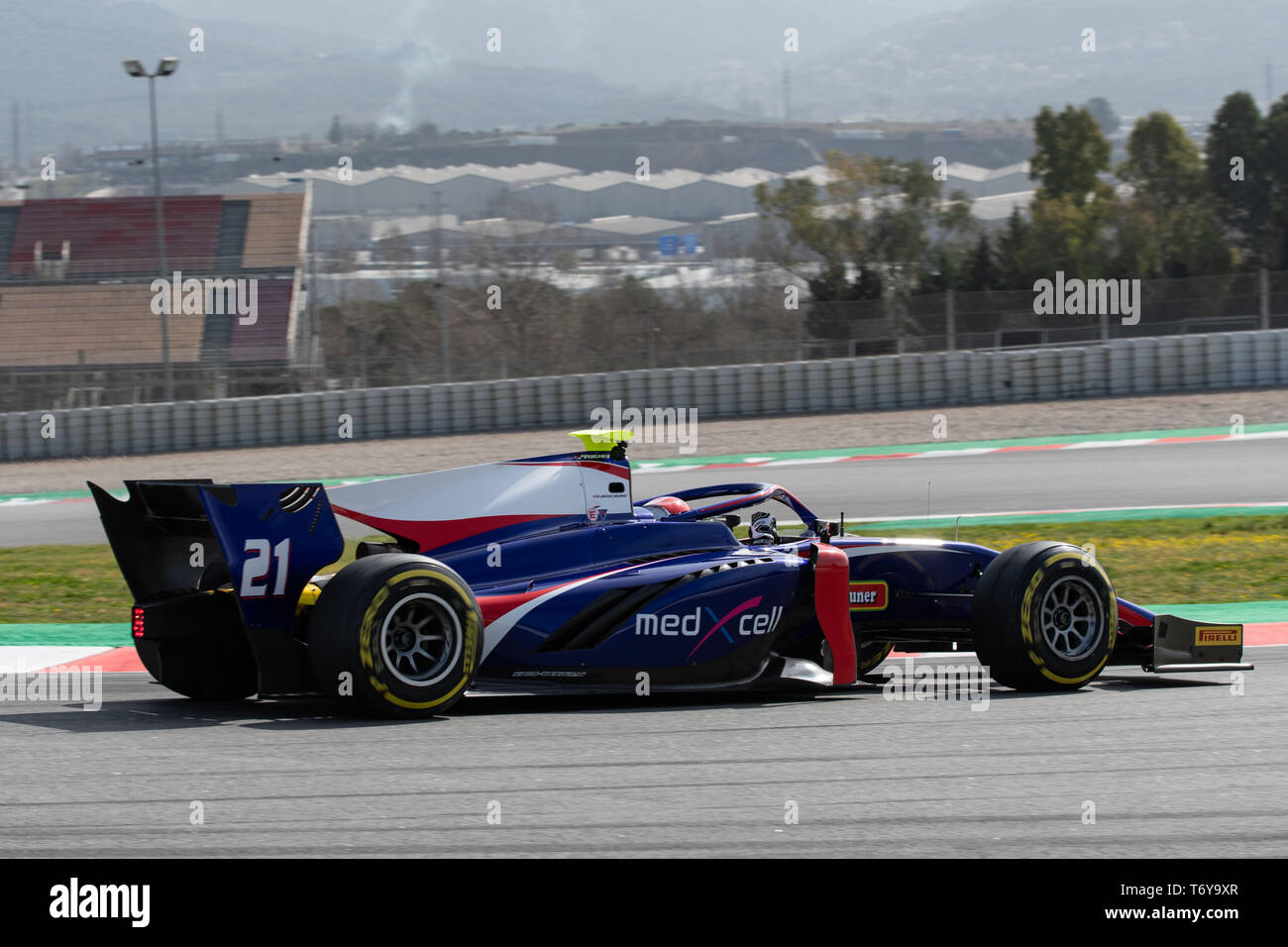 Barcelona, Spanien, 5. März, 2019 - Ralph Boschung aus der Schweiz mit 21 Trident Racing - auf Spur während der Tag 1 der FIA F2 vor Saisonbeginn Test bei Circui Stockfoto