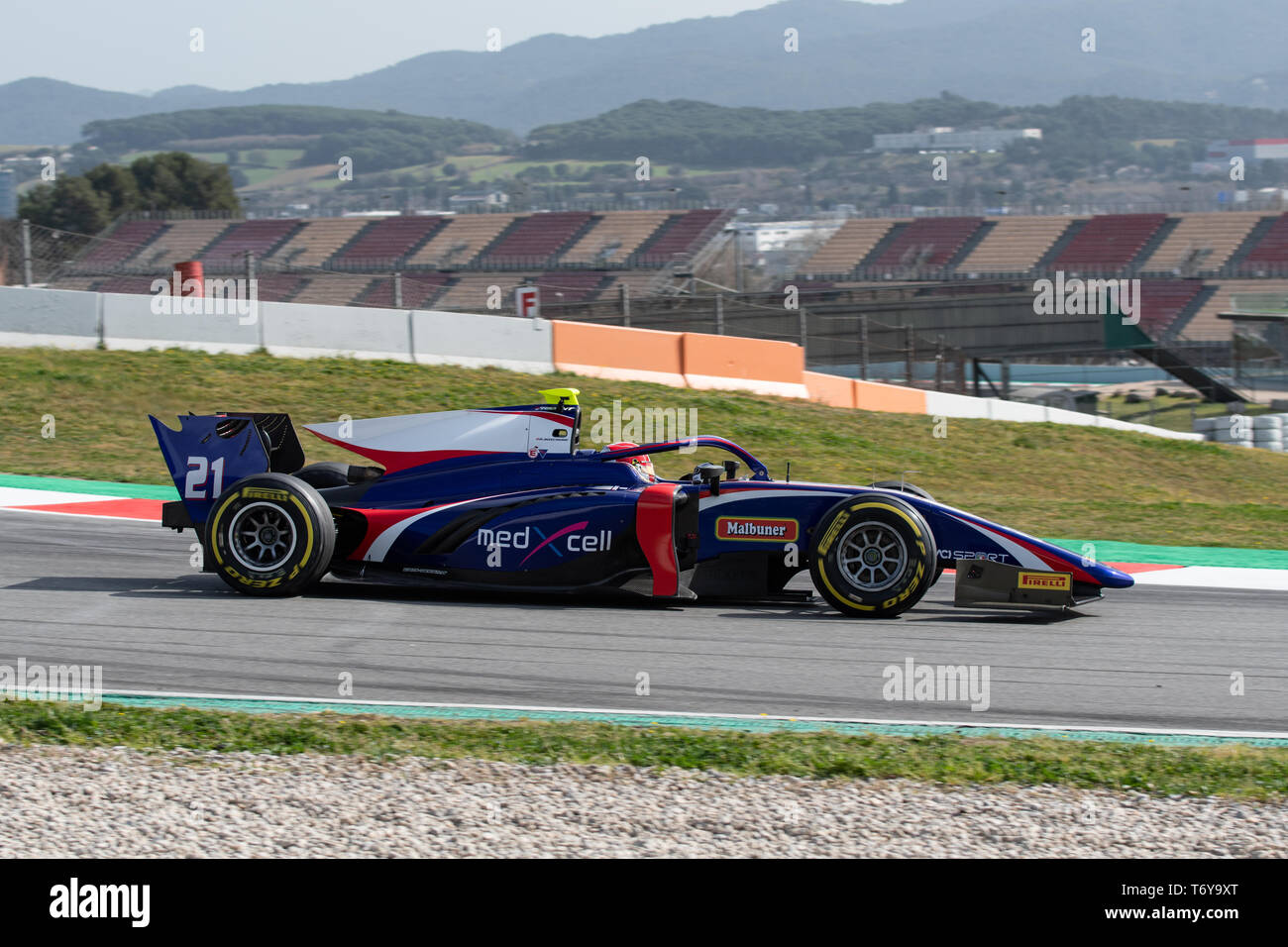 Barcelona, Spanien, 5. März, 2019 - Ralph Boschung aus der Schweiz mit 21 Trident Racing - auf Spur während der Tag 1 der FIA F2 vor Saisonbeginn Test bei Circui Stockfoto