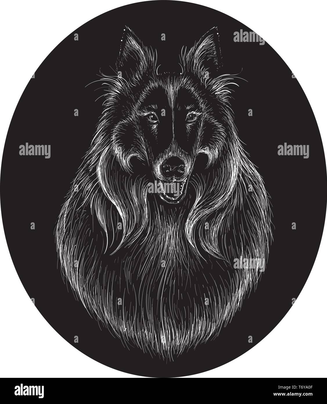 Der Vektor logo Hund für eine Tätowierung oder ein T-Shirt oder Oberbekleidung. Cute Druckstil hund Hintergrund. Stock Vektor