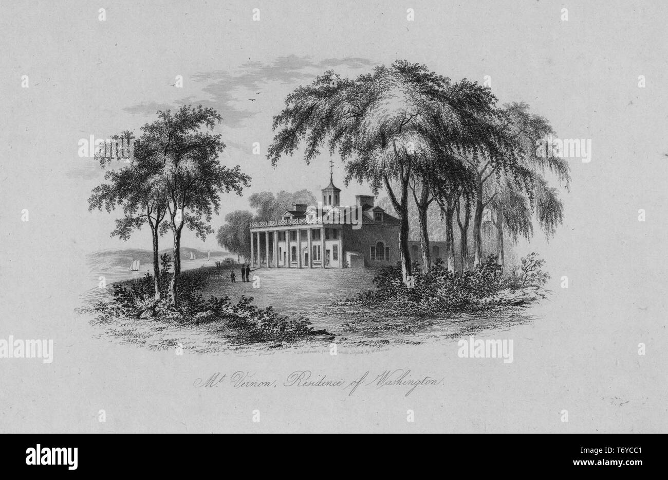 Gravieren von Mount Vernon, die Residenz von George Washington in Fairfax County, Virginia, der erste Präsident der Vereinigten Staaten, 1870. Von der New York Public Library. () Stockfoto