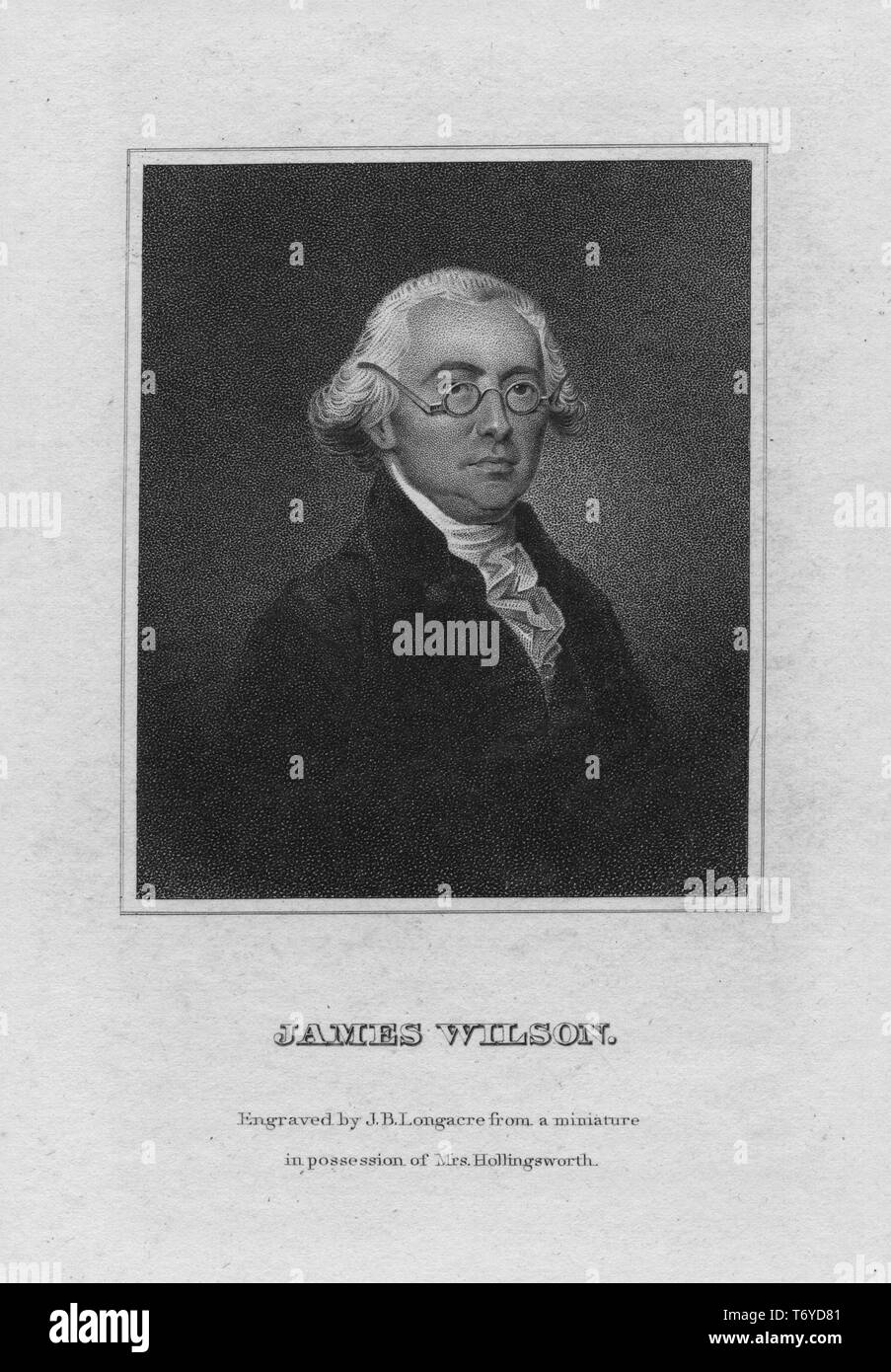 Porträt der amerikanischen Gründerväter und Politiker James Wilson, 1841. Von der New York Public Library. () Stockfoto