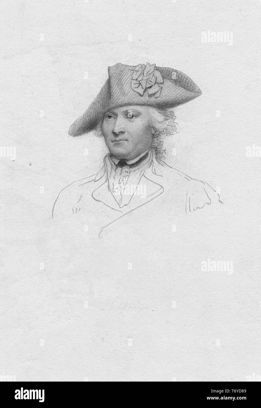 Halb fertige Portrait, mit einem Teil in der Zeichnung und die anderen schattiert, der amerikanische General General Arthur St. Clair, 1841. Von der New York Public Library. () Stockfoto