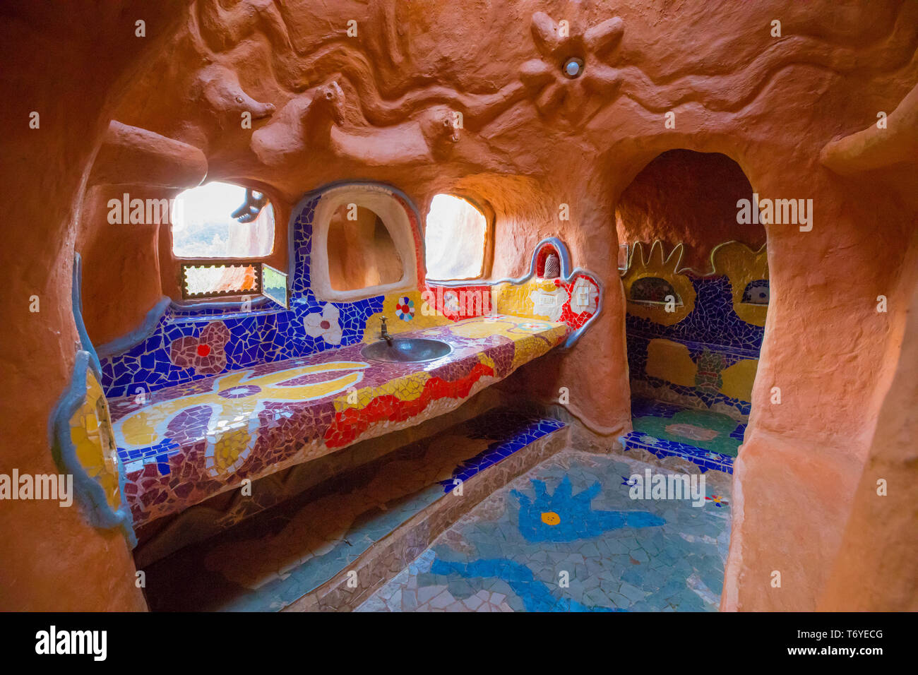 Das Bad der Terrakotta Haus Villa de Leyva Kolumbien Stockfoto