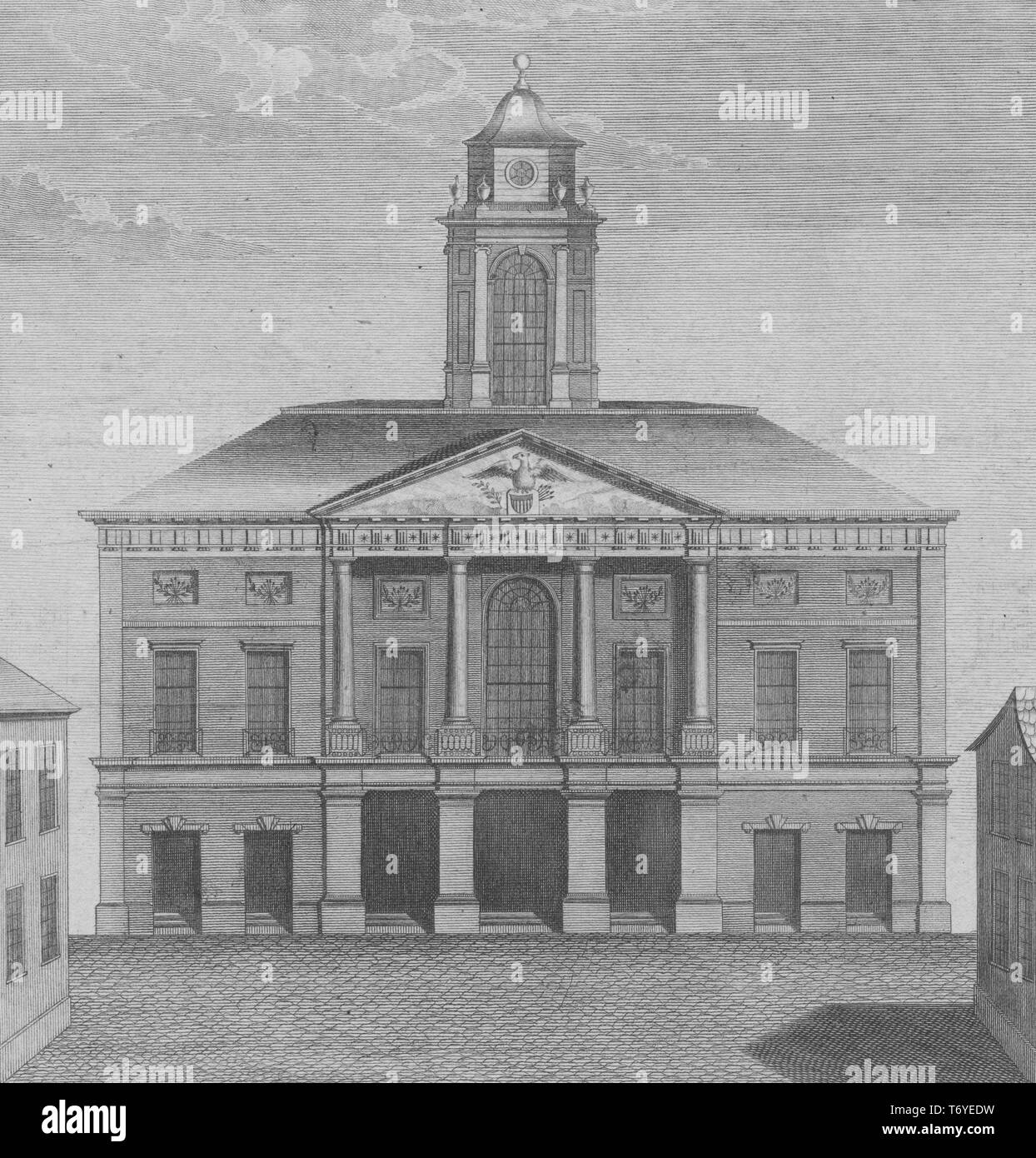 Gravur des Eidgenössischen Gebäude Gebäude, die Website der Bundesregierung, New York City, New York, 1850. Von der New York Public Library. () Stockfoto