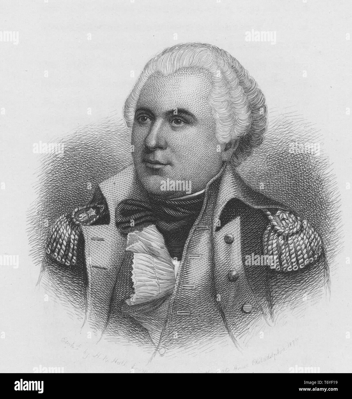 Graviert Portrait von General James Wilkinson, der Leitende Offizier der US-Armee und der erste Gouverneur von Louisiana Territorium, ein amerikanischer Soldat und Staatsmann von Charles County, Maryland, 1871. Von der New York Public Library. () Stockfoto