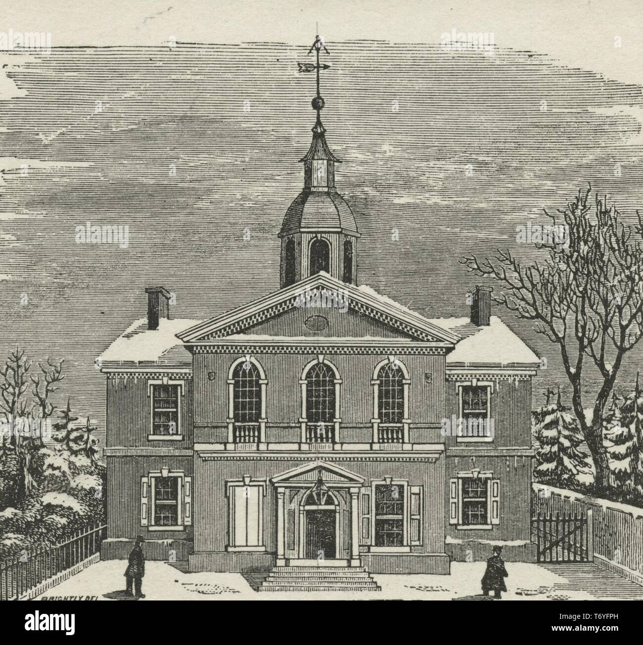 Gravur der Tischler Hall, ein wichtiger Treffpunkt in der frühen Geschichte der Vereinigten Staaten, Philadelphia, Pennsylvania, 1870. Von der New York Public Library. () Stockfoto