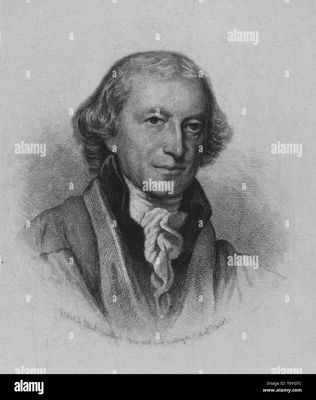 Graviert Portrait von William Samuel Johnson, der Unterzeichner der Verfassung der Vereinigten Staaten von Amerika, ein amerikanischer Staatsmann aus Stratford, Connecticut, 1888. Von der New York Public Library. () Stockfoto