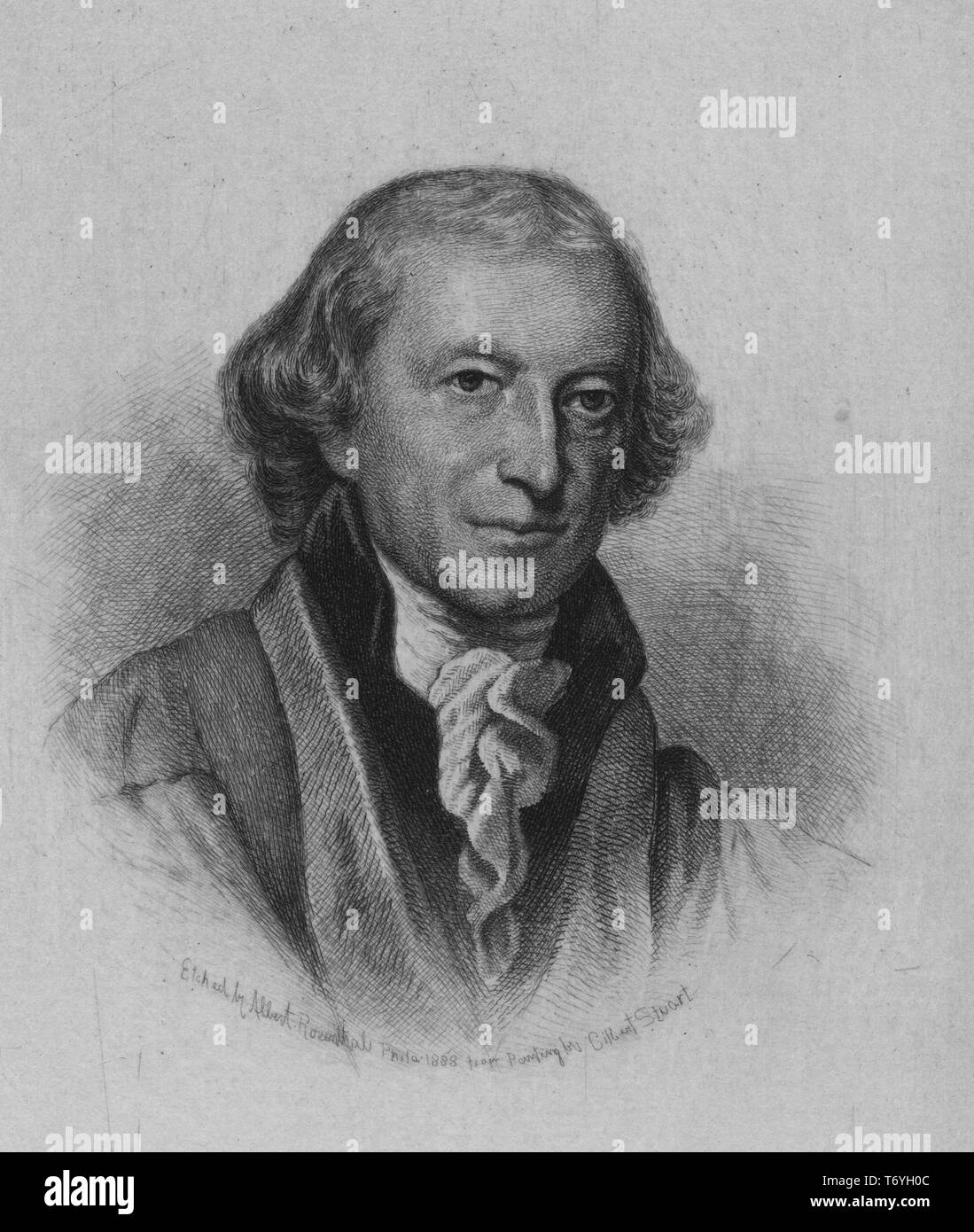 Graviert Portrait von William Samuel Johnson, der Unterzeichner der Verfassung der Vereinigten Staaten von Amerika, ein amerikanischer Staatsmann aus Stratford, Connecticut, 1888. Von der New York Public Library. () Stockfoto