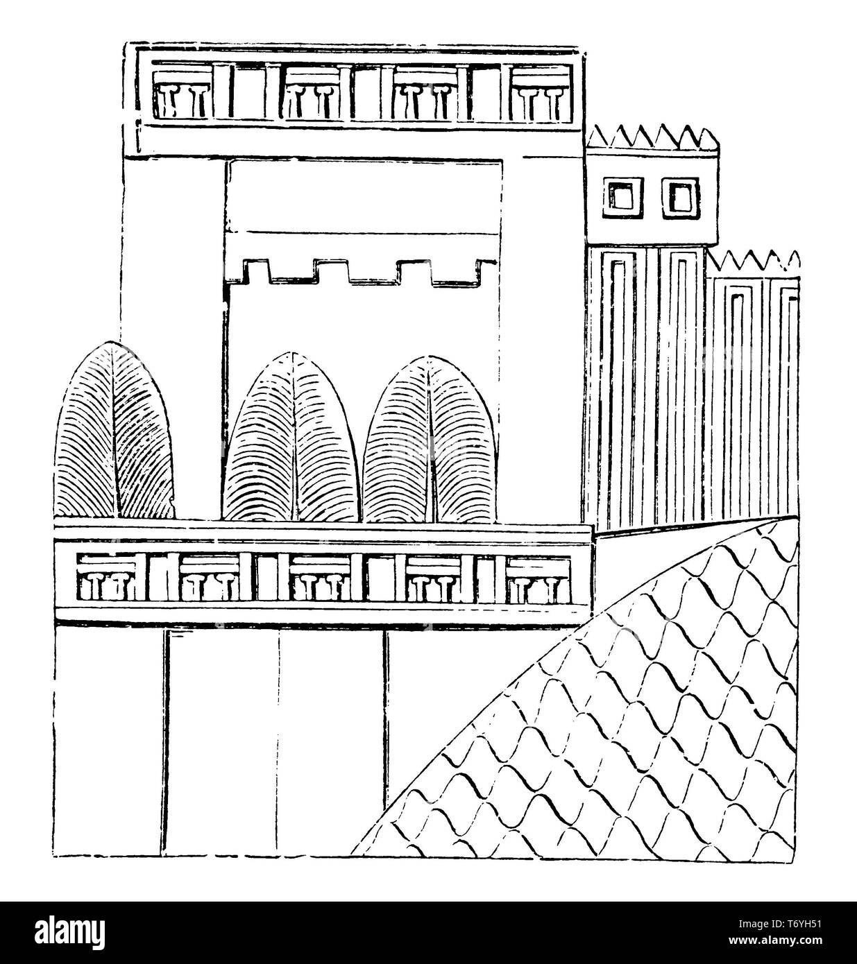 Neuassyrischen Palast mit Spalte Galerien. Befreiung von Kujundschik, 1904 Stockfoto